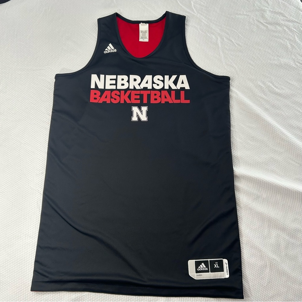 Adidas Nebraska Basketball jersey style tank top.